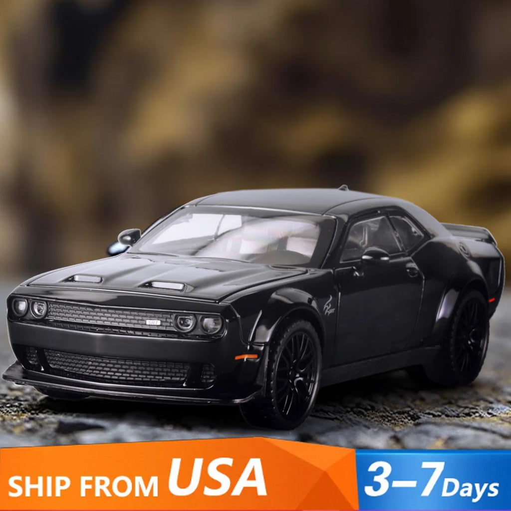 1: 32 Challenger Hellcat Alloy Model - with lighting and sound effects, ideal gift for boyfriends and young people
