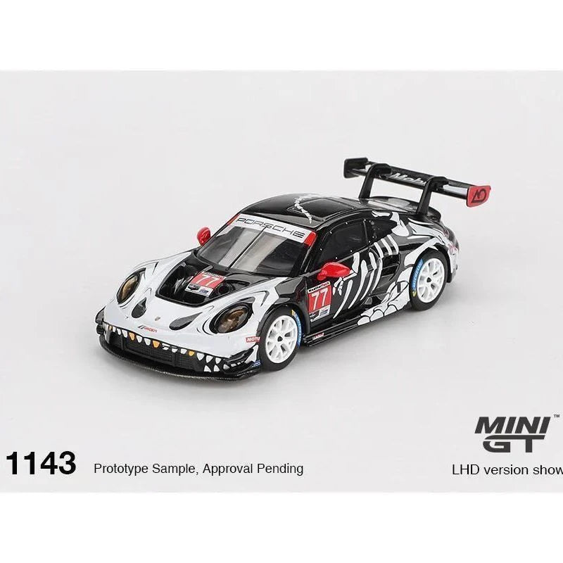In stock MINI GT 1:64 Porsche 911 GT3 R #77 GTD PRO AO Racing 2025 IMSA Petit Le Mans Alloy Car Model Collection Gift