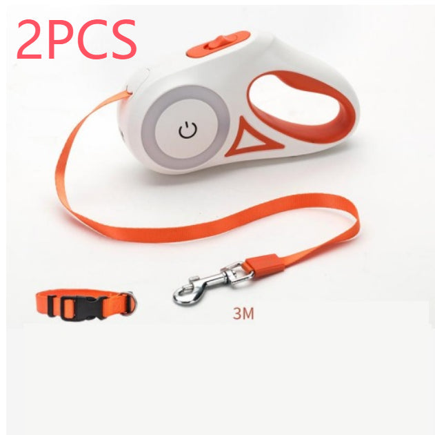 Dog Leash Retractable Leash And Dog Collar Spotlight Automatic Pet Dog Cat Traction Rope For Small Medium Dogs Pet Product